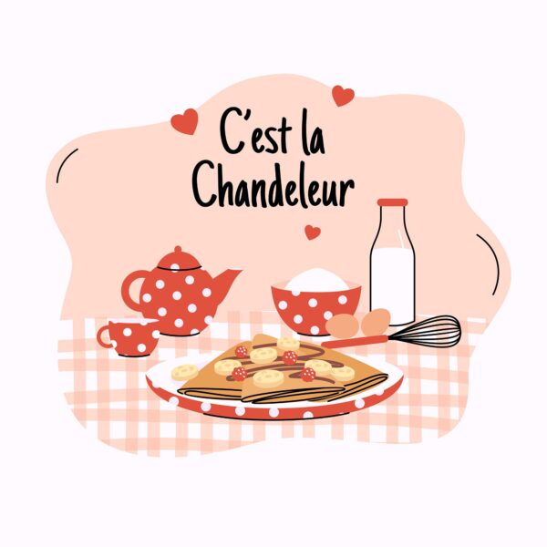 Cette image représente des crêpes pour souhaiter la chandeleur