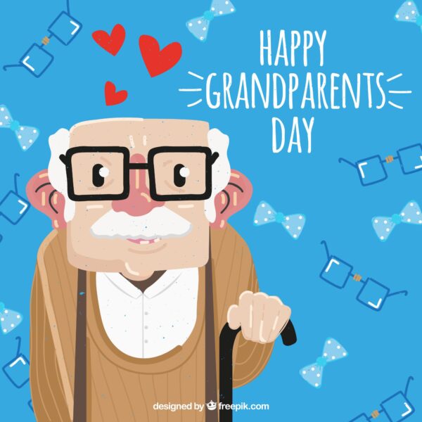 Cette image représente un grand père pour célébrer la fête des grand-père